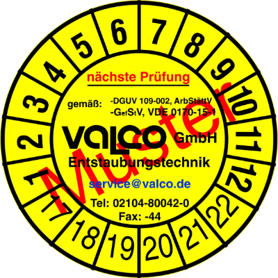 VALCO Prüfsiegel Muster