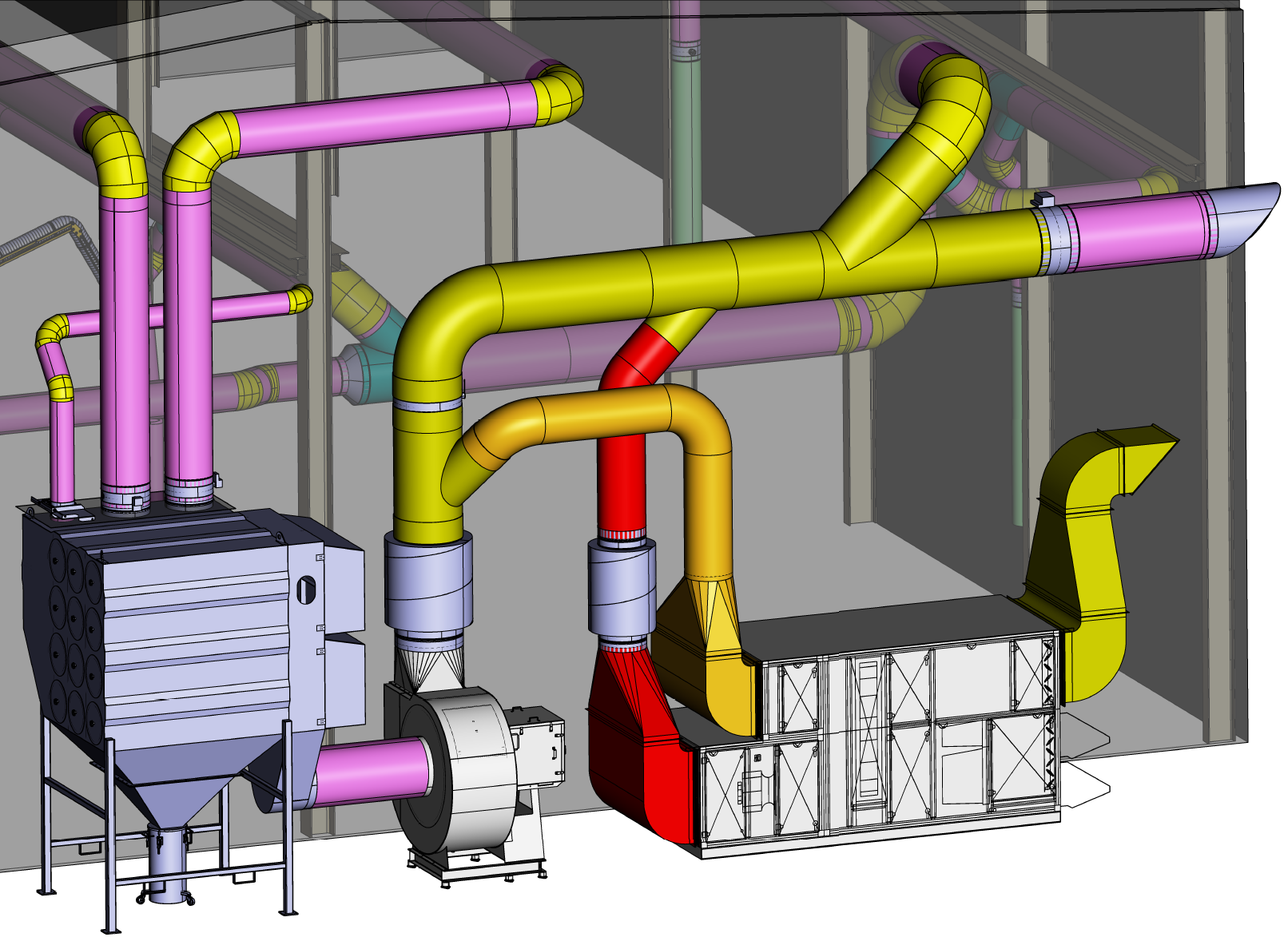 Technical drawing heat recovery in an exhaust system