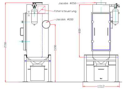 technische Zeichnung Patronenfilter RX-4500